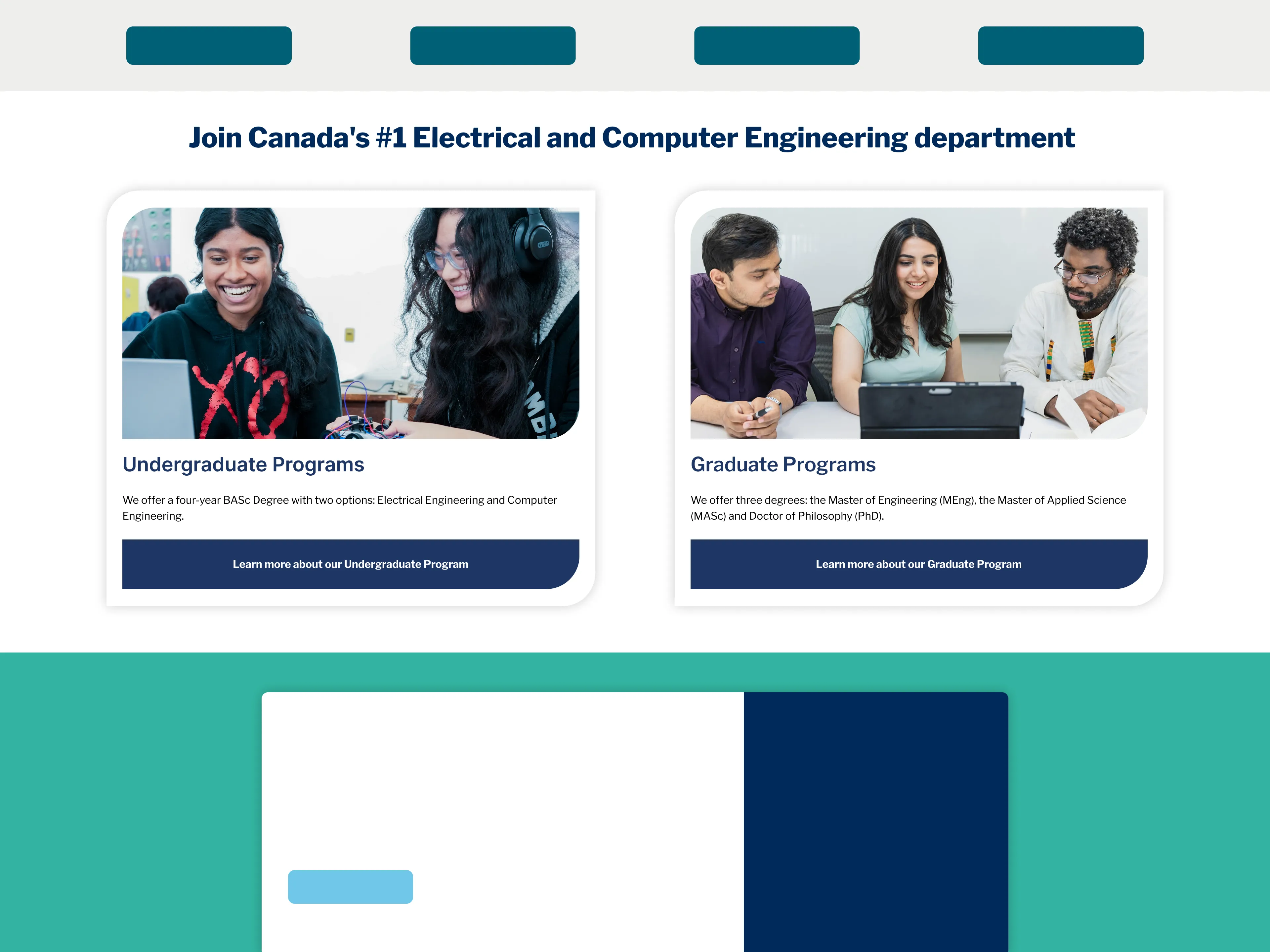 What ECE's Homepage Programs Section