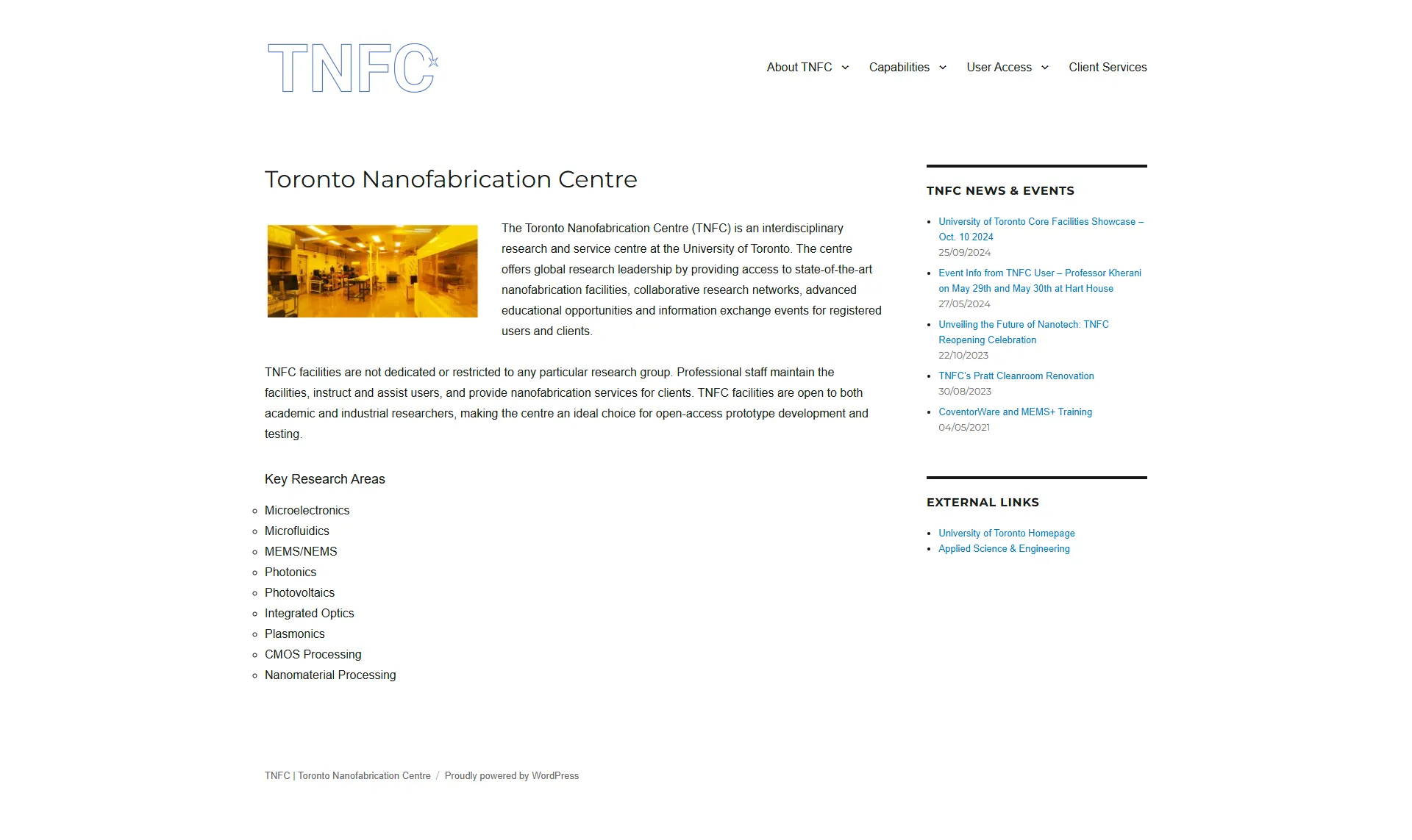 The TNFC homepage before the rebuild