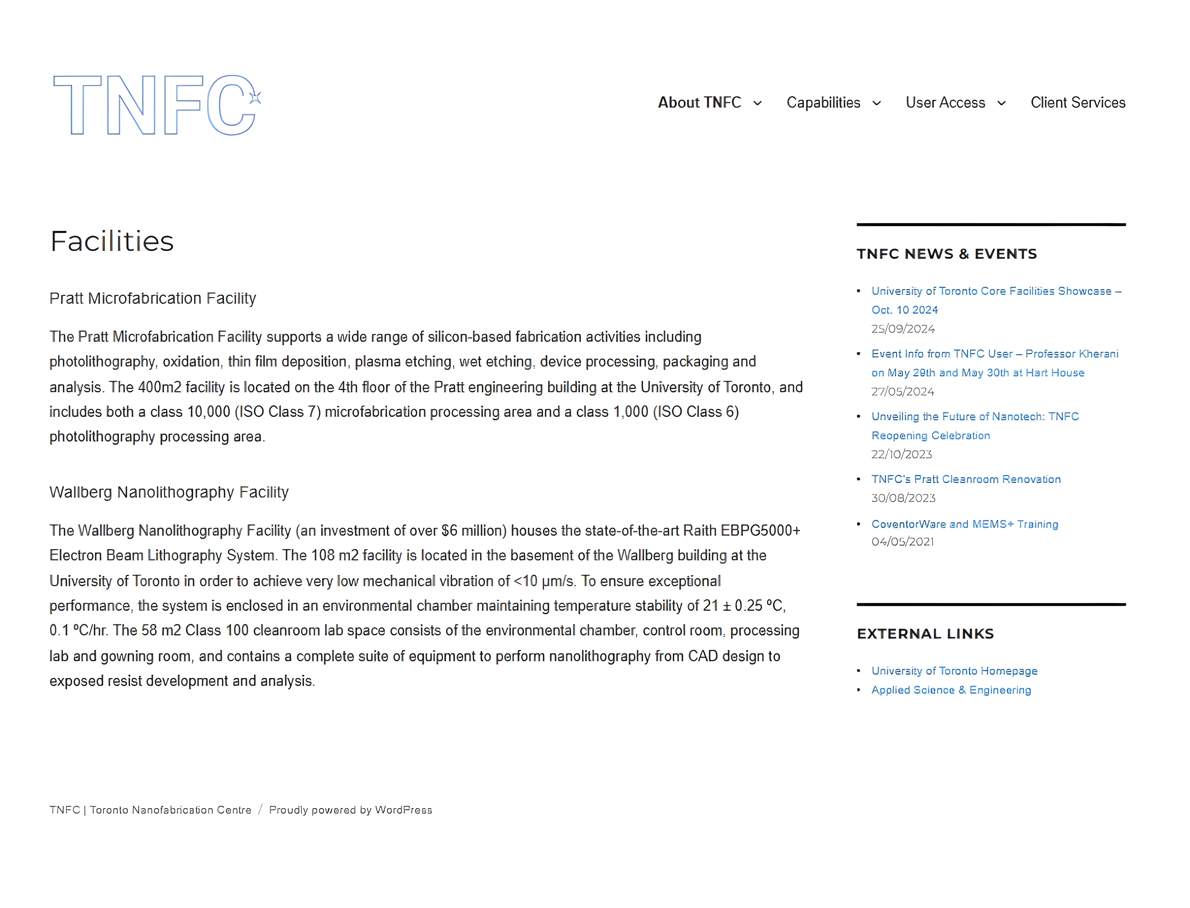 TNFC's Facilities Page
