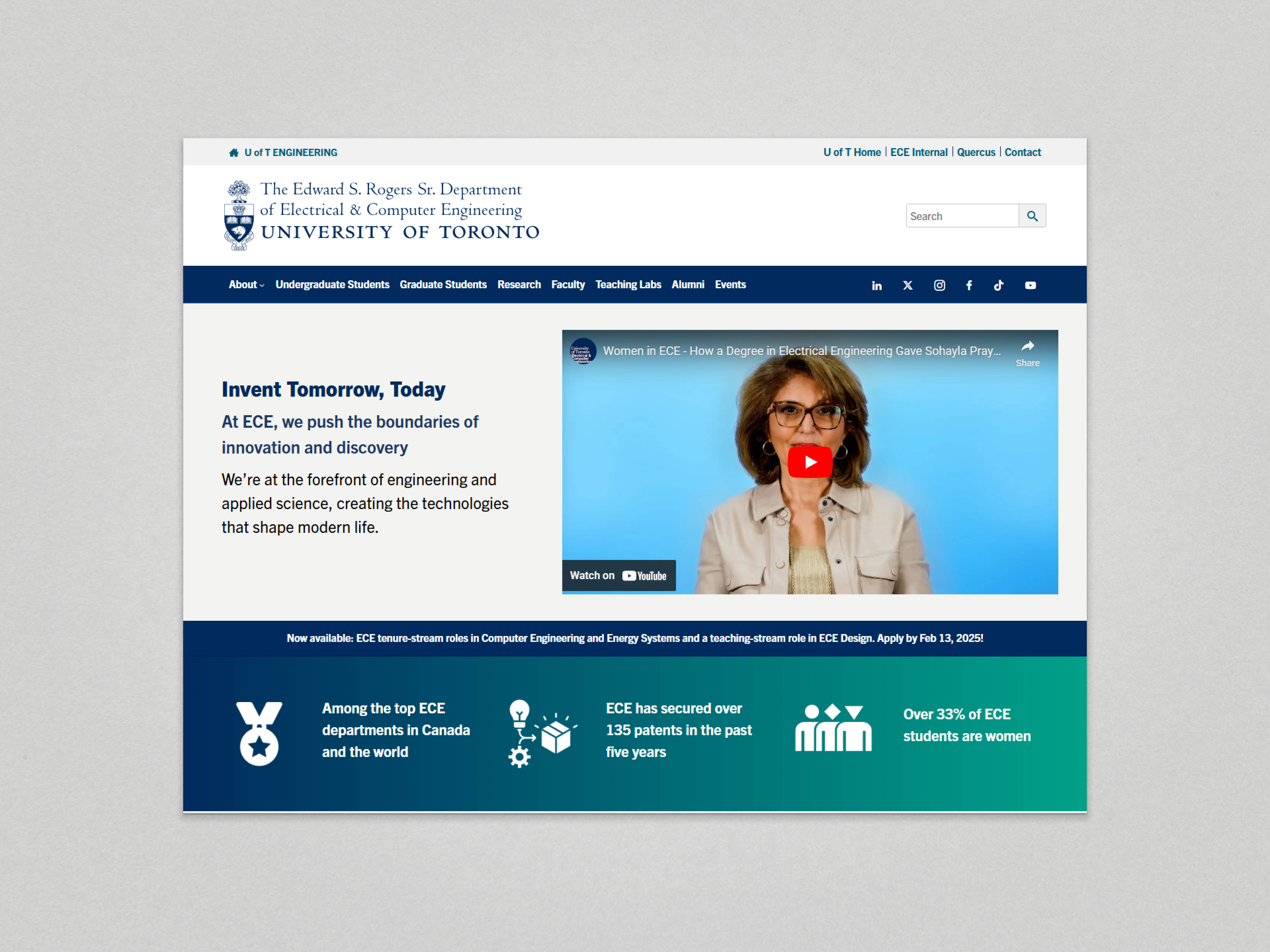 ECE homepage redesign mockup