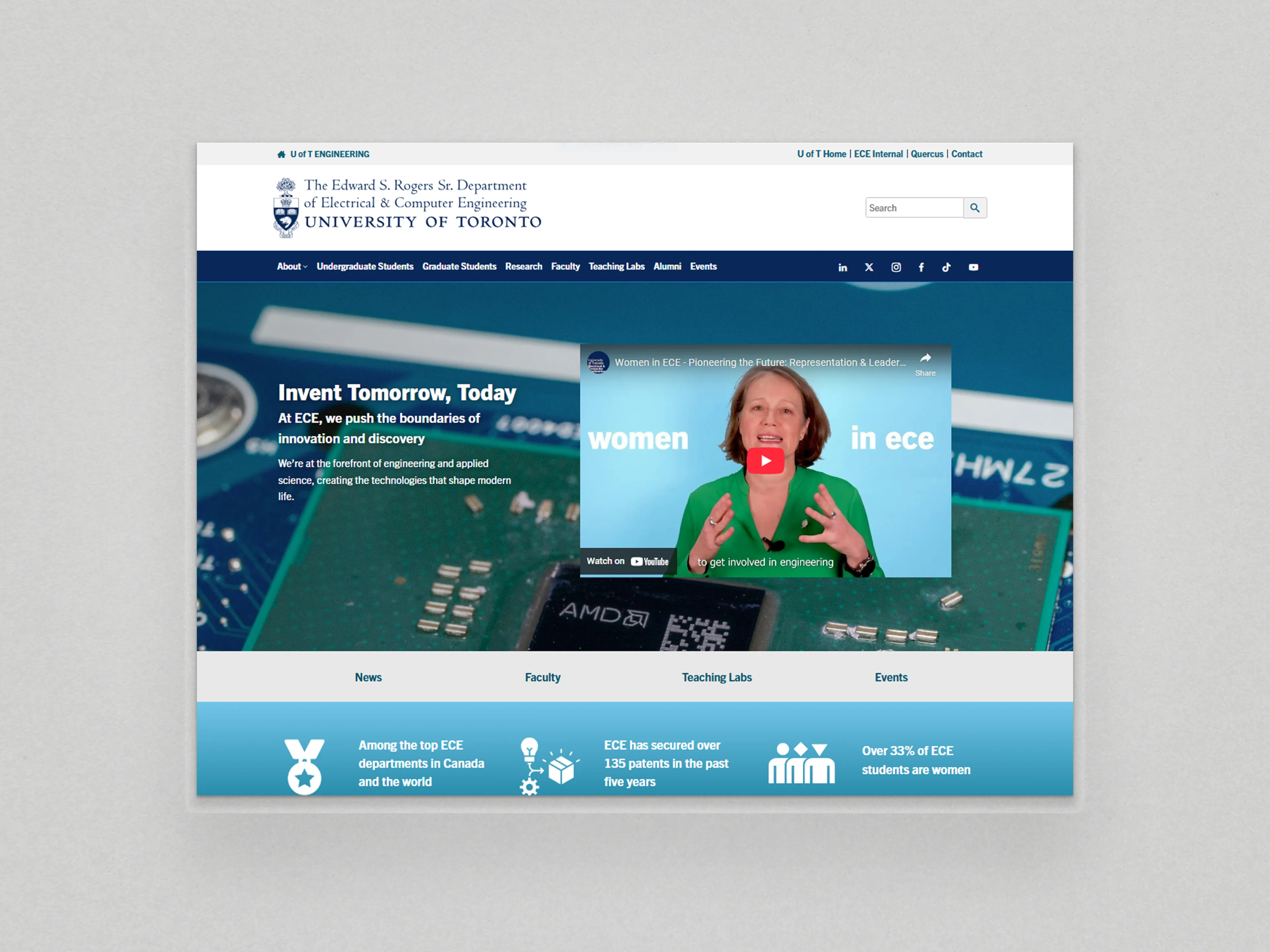 Mockup of the redesigned ECE homepage